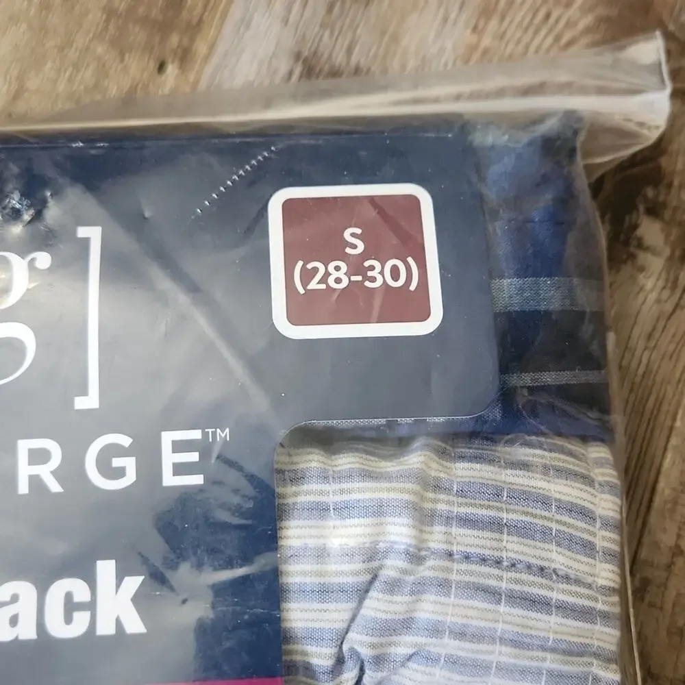 George Men's 6-Pack Woven‎ Boxers - Blue and Green Plaid Size SM Wicking Tagless
